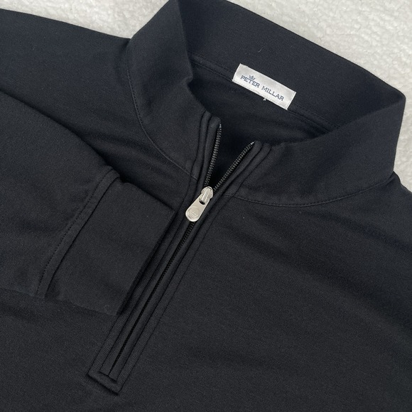 PETER MILLAR Crown Comfort Interlock 1/4 Zip Pullover Men Black Golf Performance - Picture 1 of 11